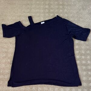 Chico's Dark Blue Asymmetrical Short Sleeve Top
